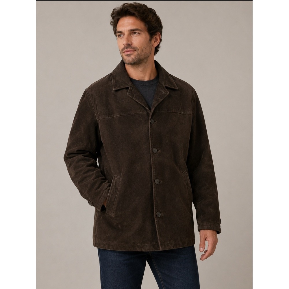 J. Crew Factory Men's Dark Brown Suede Button-Up Coat